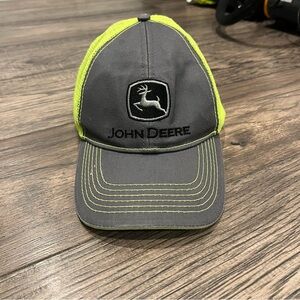 John Deere Gray and Neon Yellow SnapBack trucker hat